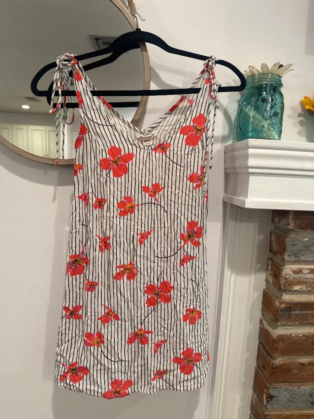 Billabong XS Floral Striped Swim Cover Up Dress Tie Shoulder Beach Cover-Up